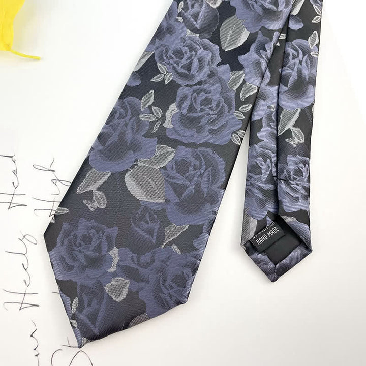 Cravatta da uomo casual con motivo floreale a rose grandi - image 5