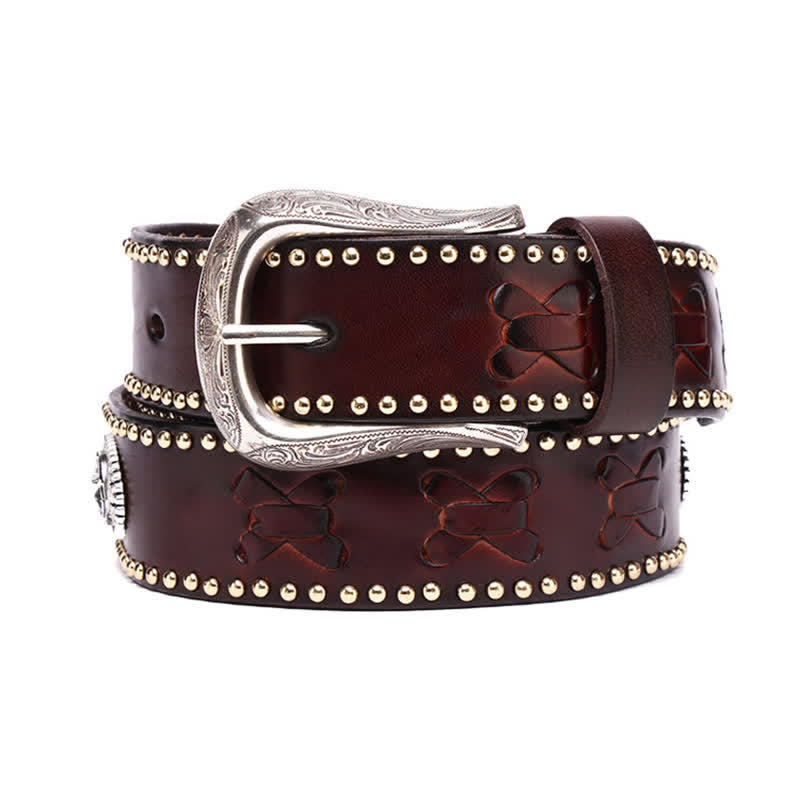 Cintura in pelle con borchie a stella a cinque punte in stile Weathern