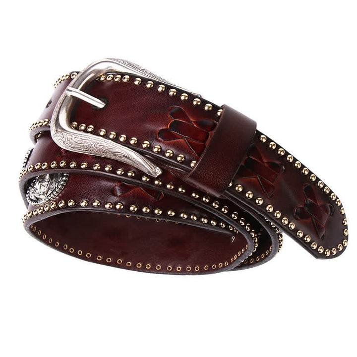 Cintura in pelle con borchie a stella a cinque punte in stile Weathern