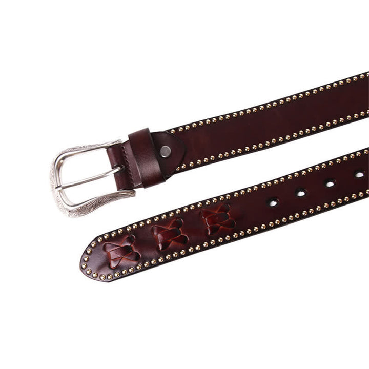 Cintura in pelle con borchie a stella a cinque punte in stile Weathern