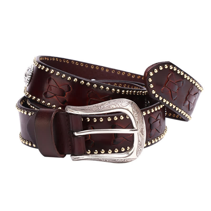 Cintura in pelle con borchie a stella a cinque punte in stile Weathern