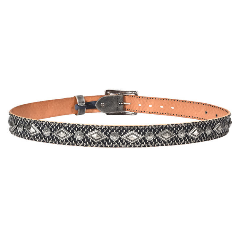 Cintura in pelle con rivetti e motivo a pelle di serpente con personalità - image 5