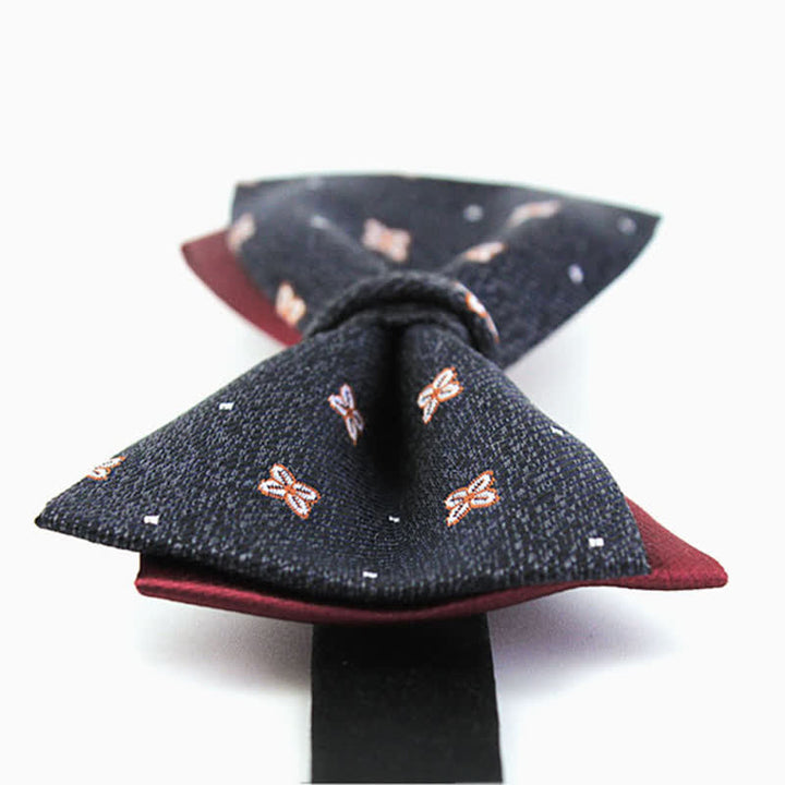 Papillon in seta Lucky Stars grigio scuro e bordeaux da uomo