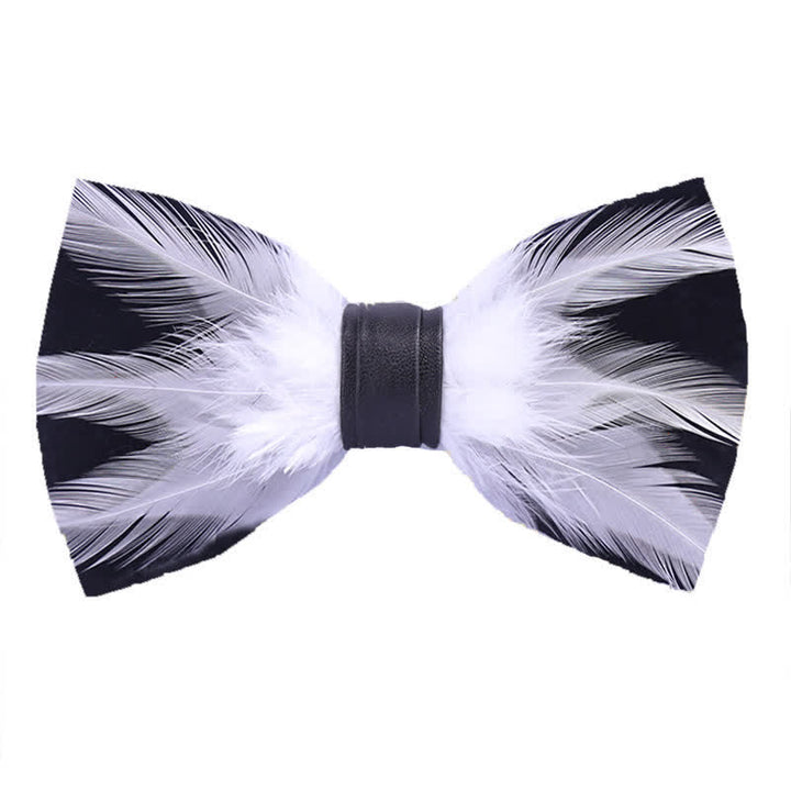 Papillon con piume pre-annodato rosso bianco bordeaux