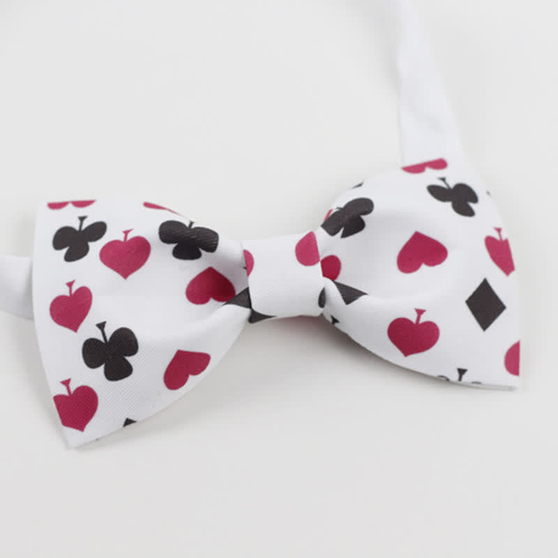 Papillon da uomo con carte da gioco da poker bianche