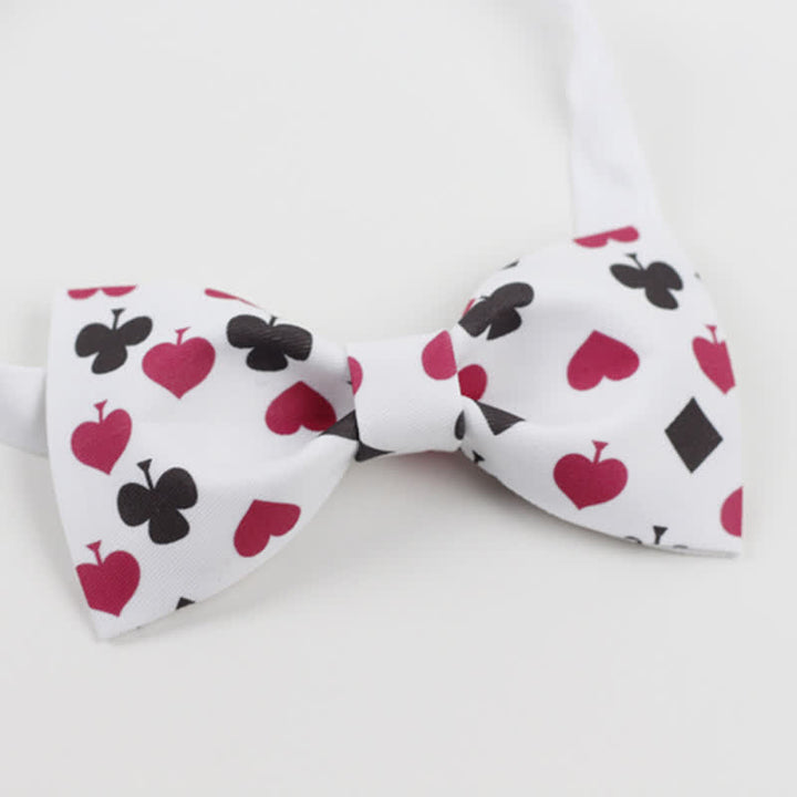 Papillon da uomo con carte da gioco da poker bianche