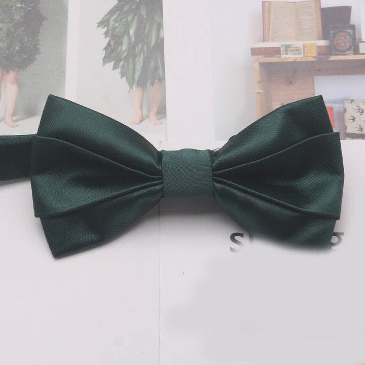 Papillon classico semplice casual da uomo, tinta unita - Verde scuro - image 7