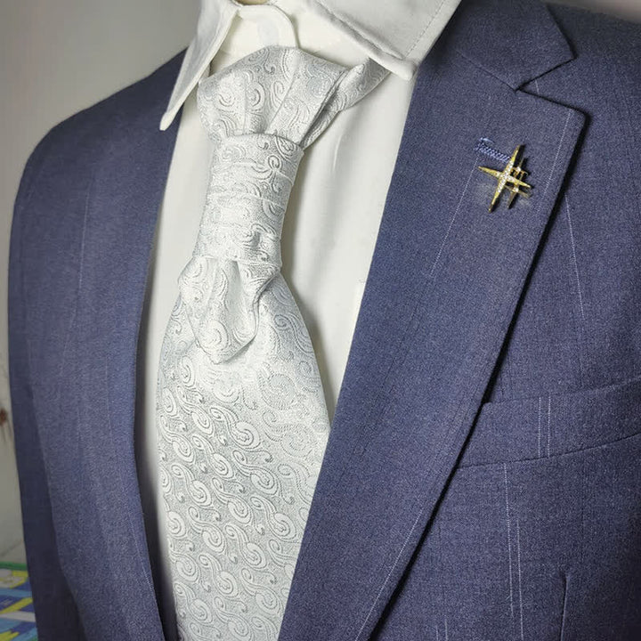 Cravatta pre-annodata da uomo Gentlement Paisley Business Party - Bianco - image 5