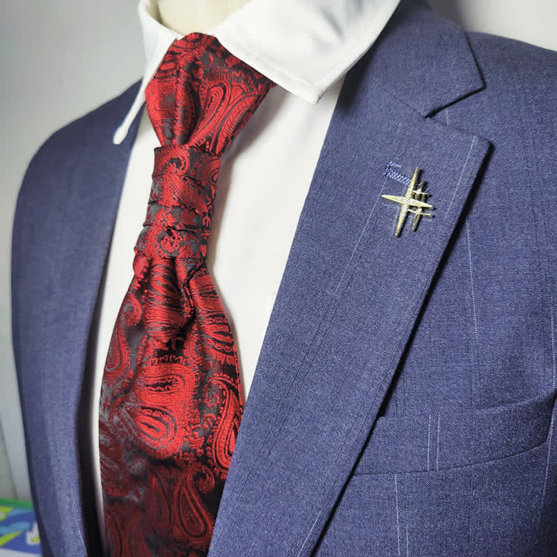 Cravatta pre-annodata da uomo Gentlement Paisley Business Party - Borgogna - image 2