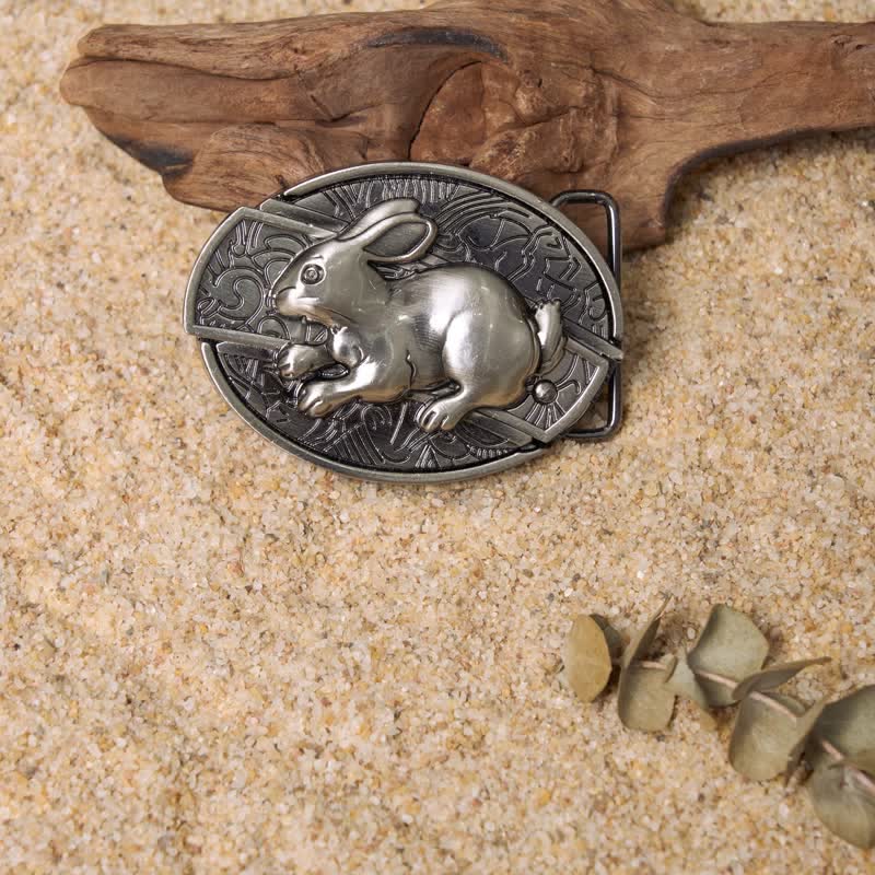 Set di fibbie per cintura in pelle con coltello pieghevole nascosto fai da te "Animali giocosi"