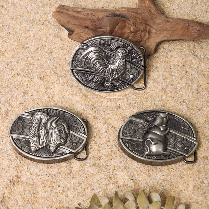 Set di fibbie per cintura in pelle con coltello pieghevole nascosto fai da te Wild Life