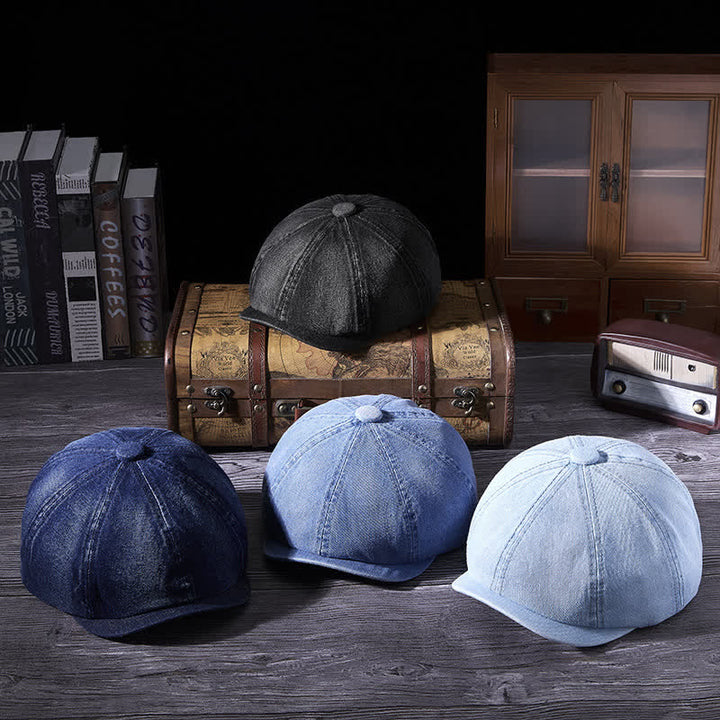 Cappello basco in denim lavato vintage usurato