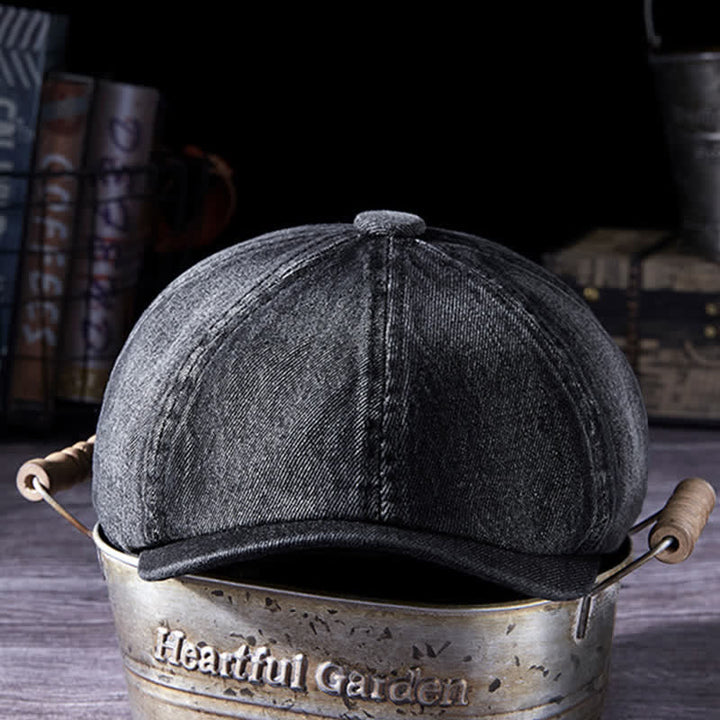 Cappello basco in denim lavato vintage usurato