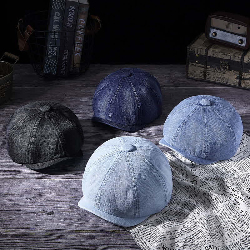 Cappello basco in denim lavato vintage usurato