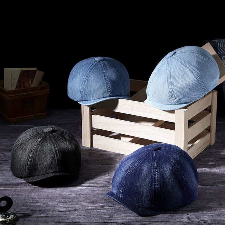Cappello basco in denim lavato vintage usurato
