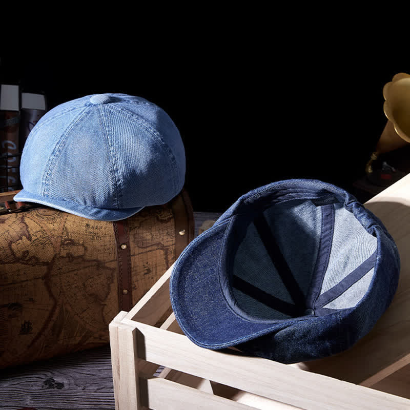 Cappello basco in denim lavato vintage usurato