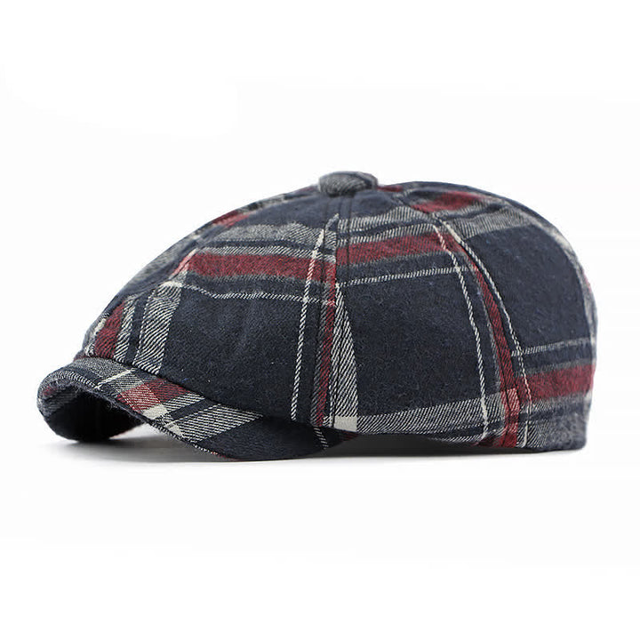 Classico cappello basco britannico elegante ottagonale a quadri