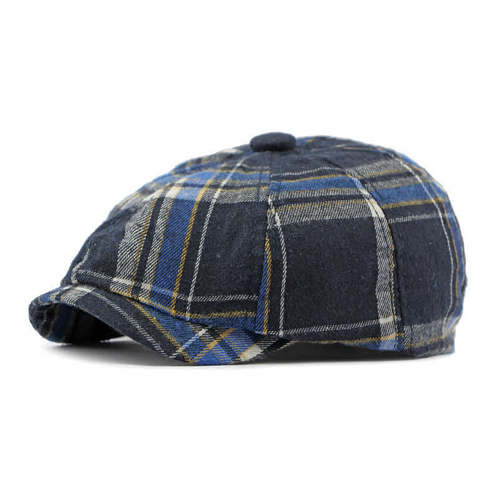 Classico cappello basco britannico elegante ottagonale a quadri