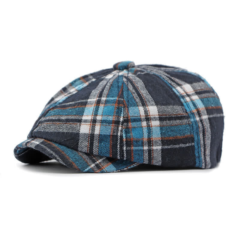Classico cappello basco britannico elegante ottagonale a quadri