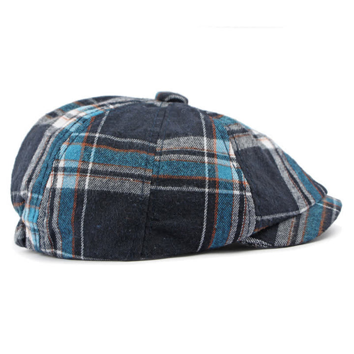 Classico cappello basco britannico elegante ottagonale a quadri