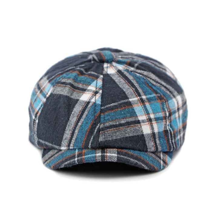 Classico cappello basco britannico elegante ottagonale a quadri