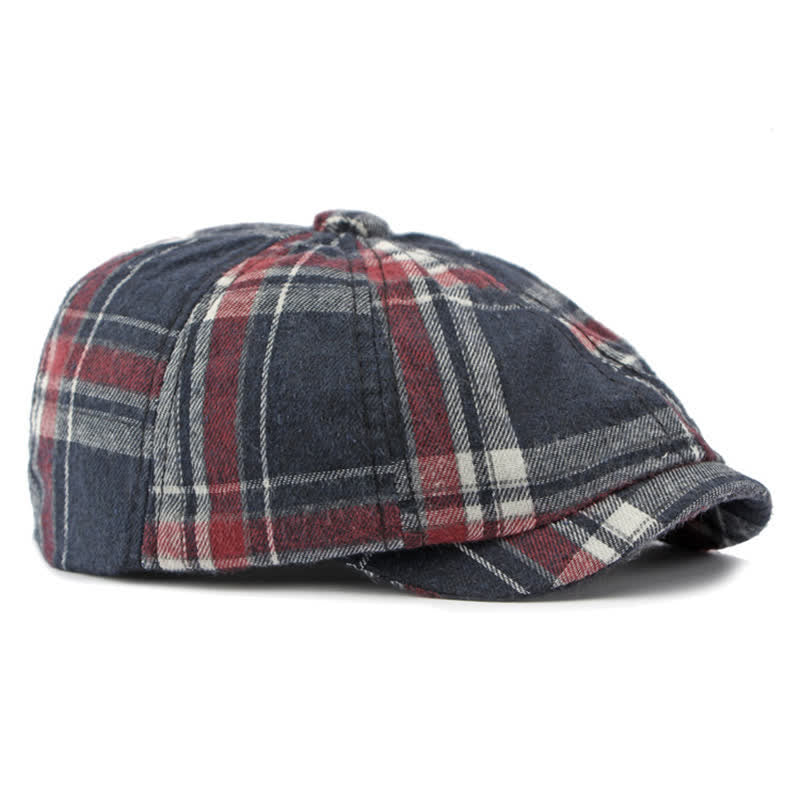 Classico cappello basco britannico elegante ottagonale a quadri