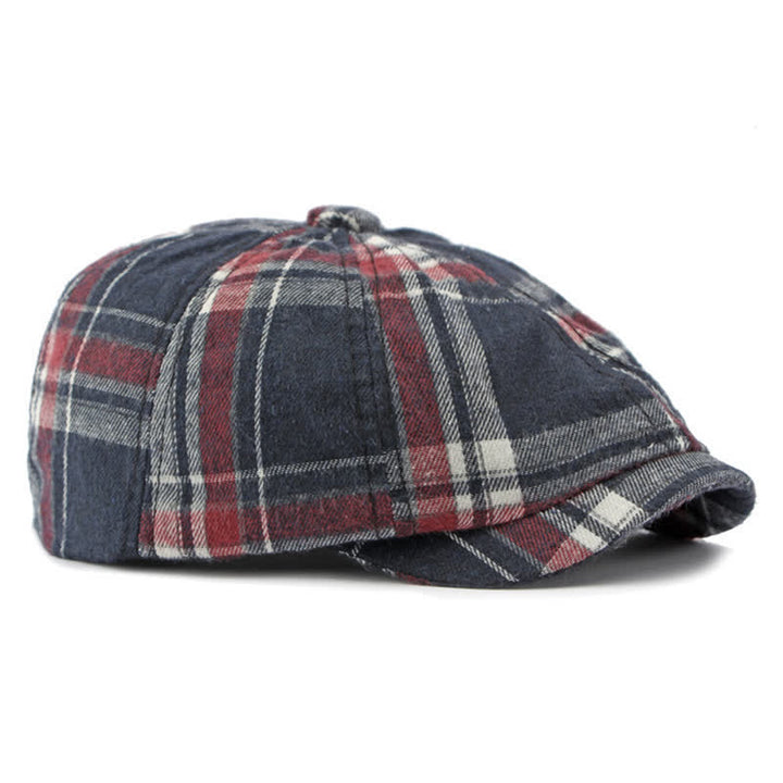 Classico cappello basco britannico elegante ottagonale a quadri