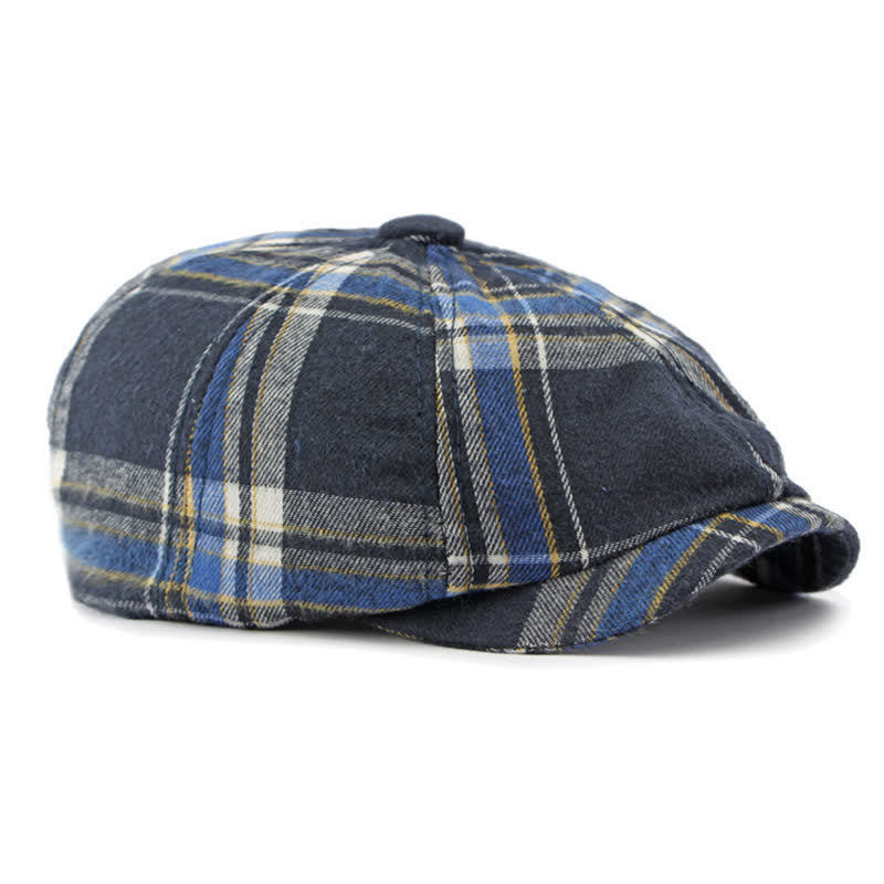 Classico cappello basco britannico elegante ottagonale a quadri