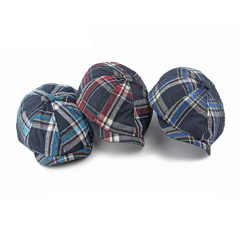 Classico cappello basco britannico elegante ottagonale a quadri