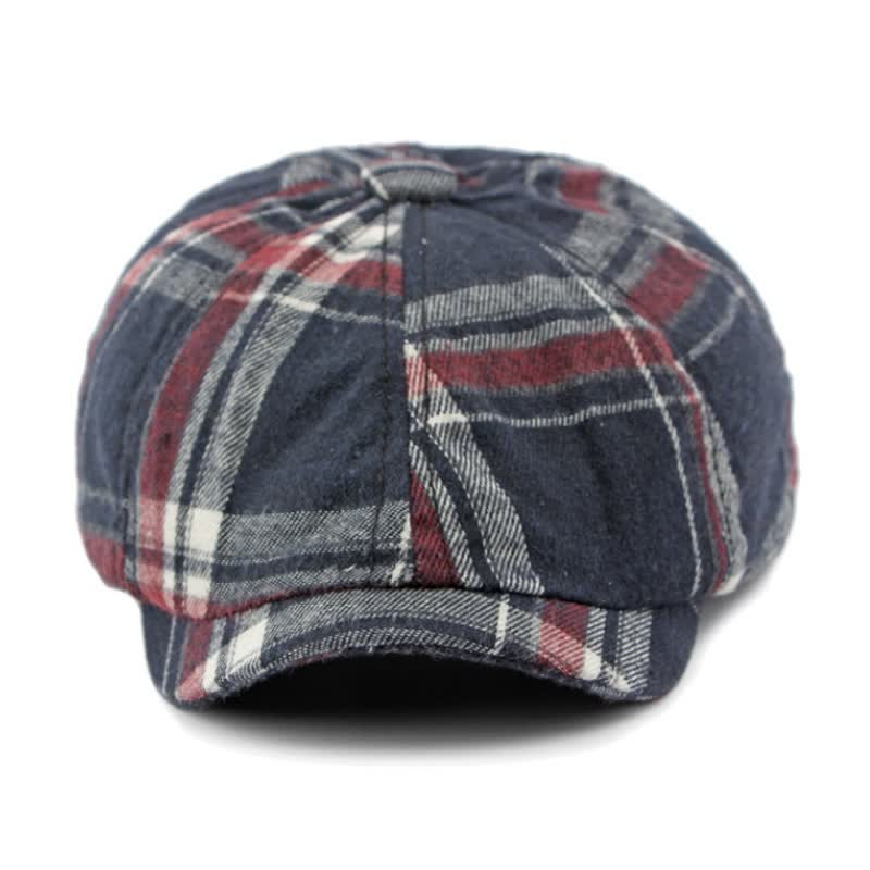 Classico cappello basco britannico elegante ottagonale a quadri