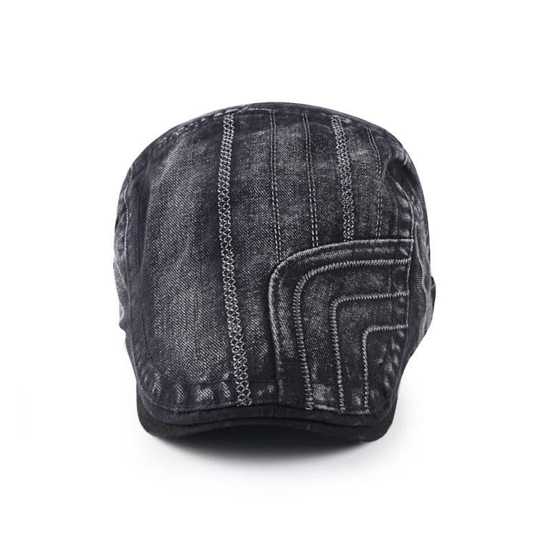 Cappello basco piatto con ricamo anticato a becco d'anatra