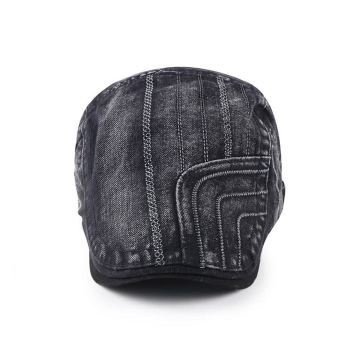 Cappello basco piatto con ricamo anticato a becco d'anatra