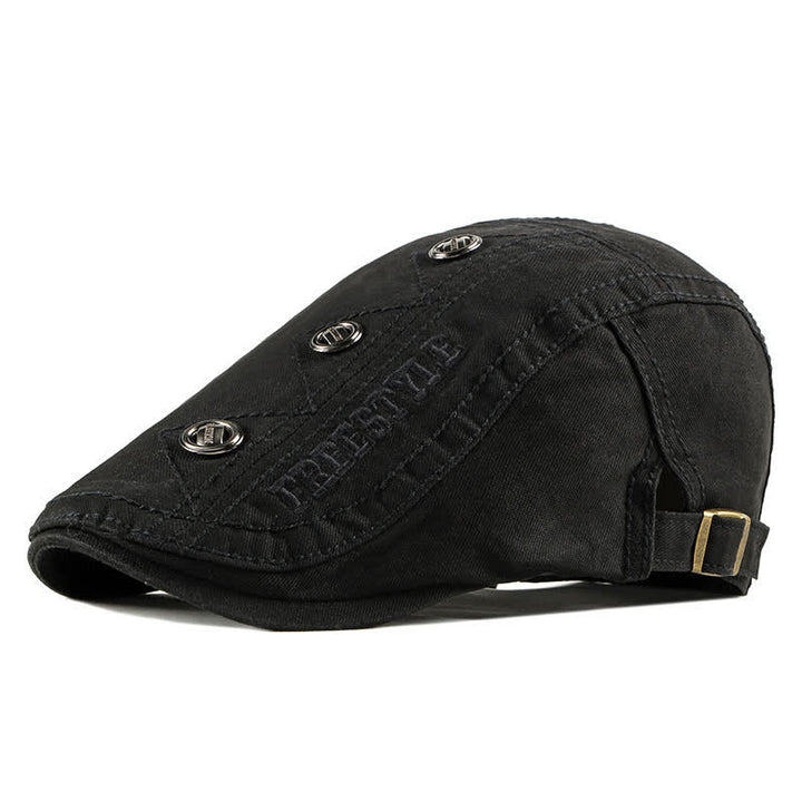 Cappello basco piatto con decorazioni punk rivetto - Nero - Regolabile (21 5/8"-23 5/8") - image 7