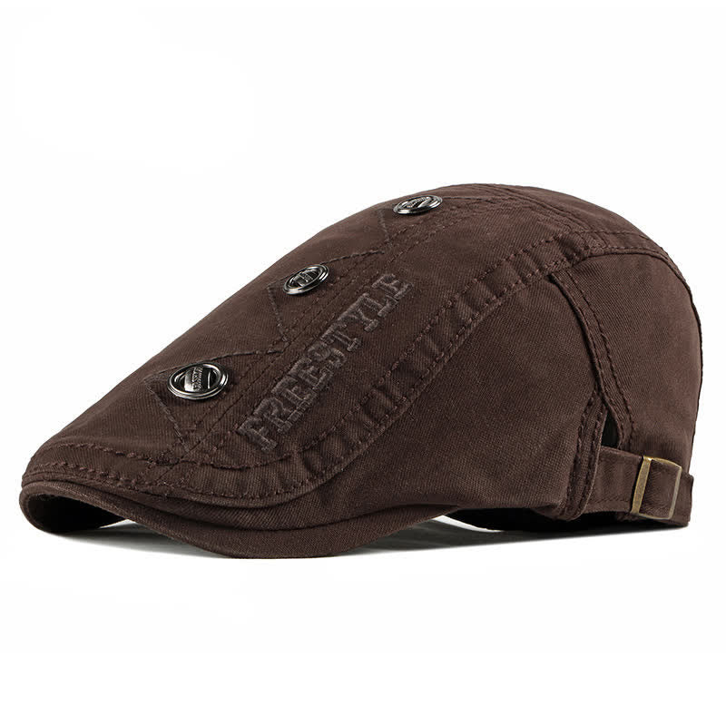 Cappello basco piatto con decorazioni punk rivetto - Caffè - Regolabile (21 5/8"-23 5/8") - image 9