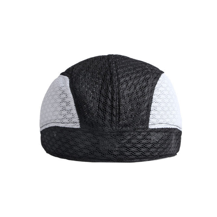 Cappello basco piatto estivo nero bianco in maglia traforata