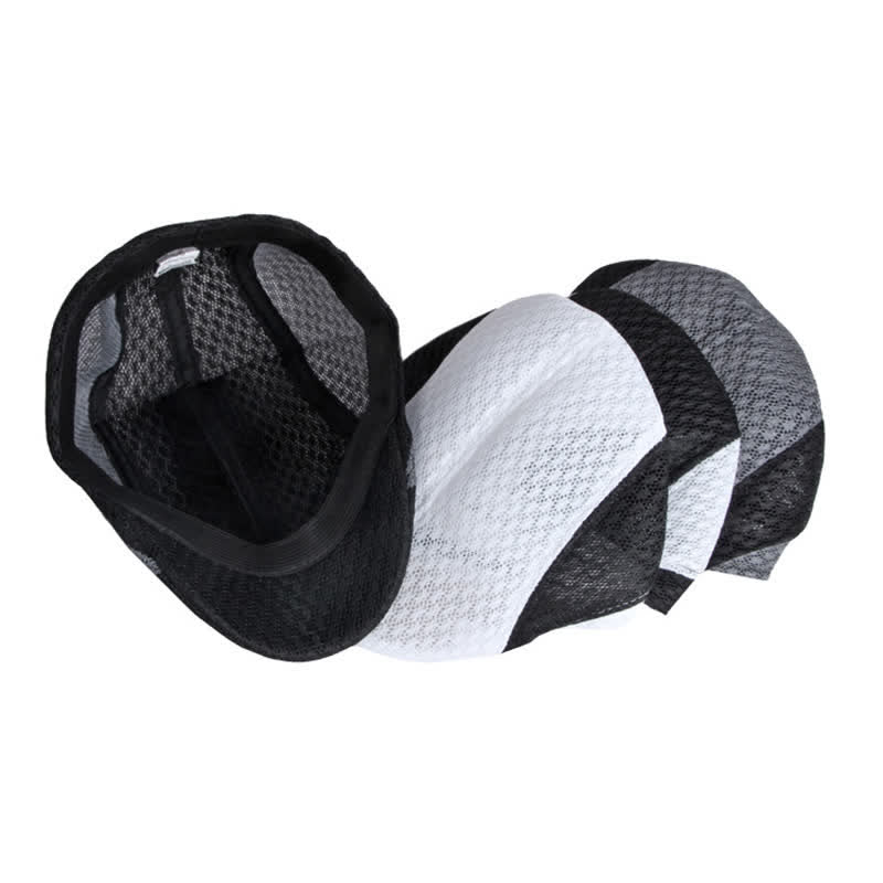 Cappello basco piatto estivo nero bianco in maglia traforata