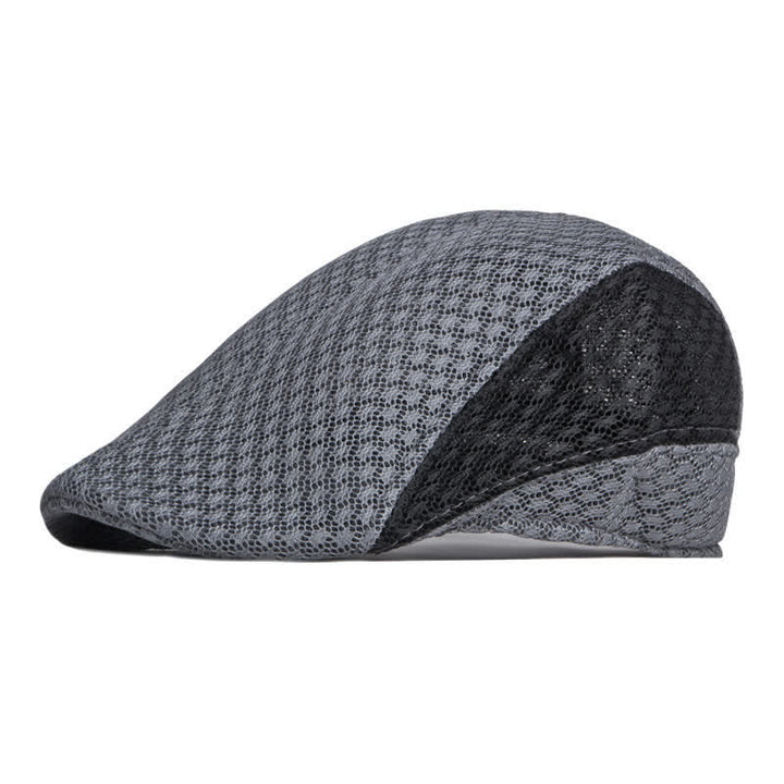 Cappello basco piatto estivo nero bianco in maglia traforata