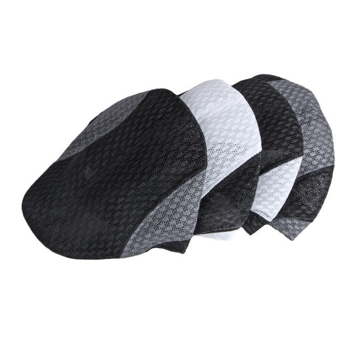 Cappello basco piatto estivo nero bianco in maglia traforata