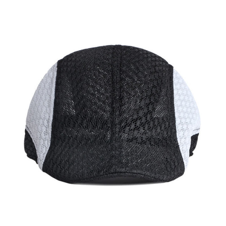 Cappello basco piatto estivo nero bianco in maglia traforata