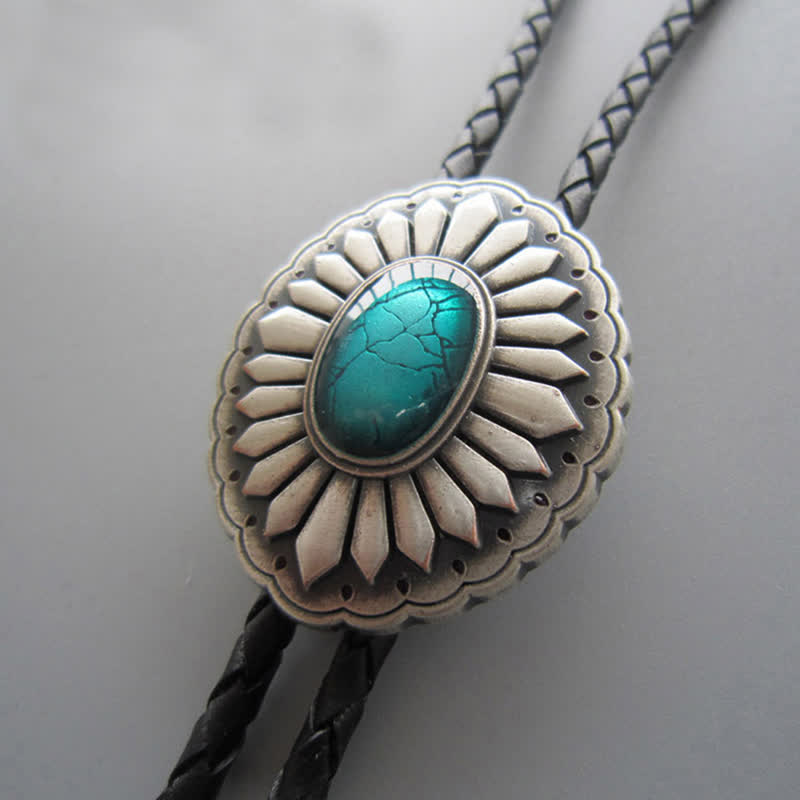 Cravatta Bolo con accessorio Western Turchese Sunburst - Argento antico e turchese - image 0