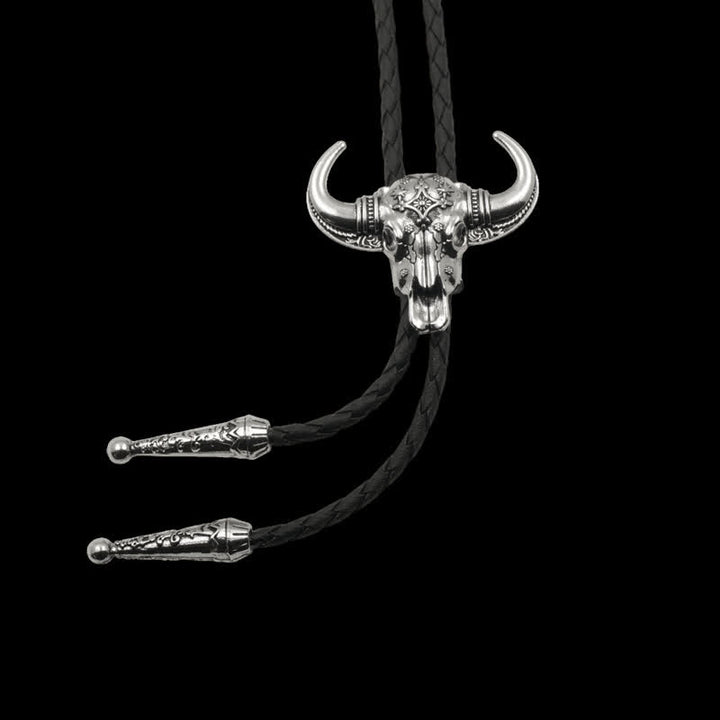 Cravatta Bolo con testa di toro e Longhorn del Texas - Argento - image 0