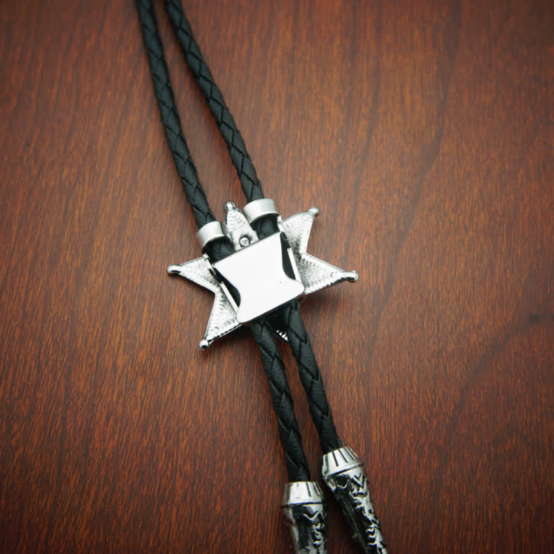 Cravatta Bolo Punk Cowboy Vintage Placcata Stella
