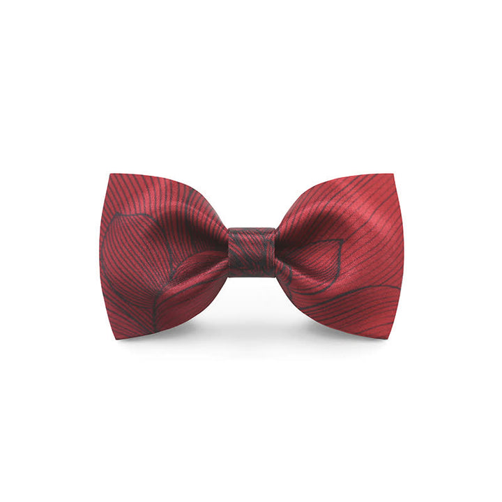 Papillon stampato floreale rosso a onde grazioso da uomo - Stile n. 3 - image 5