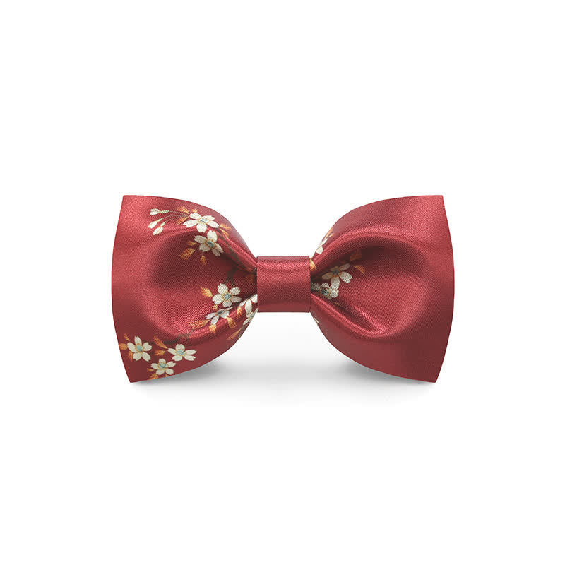 Papillon stampato floreale rosso a onde grazioso da uomo - Stile n. 2 - image 4