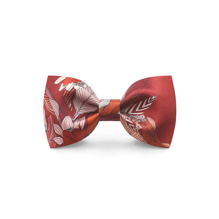 Papillon stampato floreale rosso a onde grazioso da uomo - Stile n. 7 - image 9
