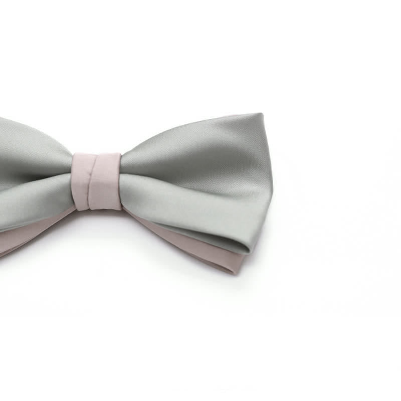 Papillon da uomo a doppio strato, colore chiaro, per matrimonio