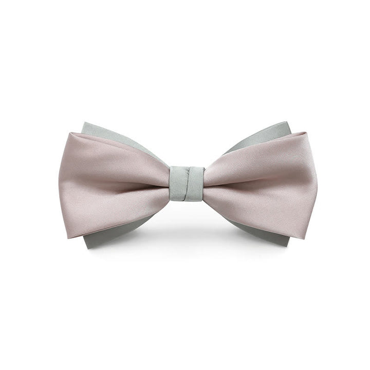 Papillon da uomo a doppio strato, colore chiaro, per matrimonio