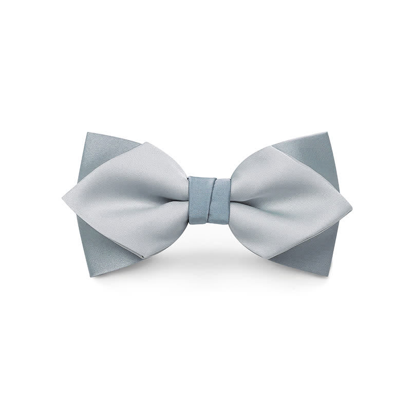 Papillon da uomo a doppio strato, colore chiaro, per matrimonio - Grigio pallido - Stile n. 2 - image 10