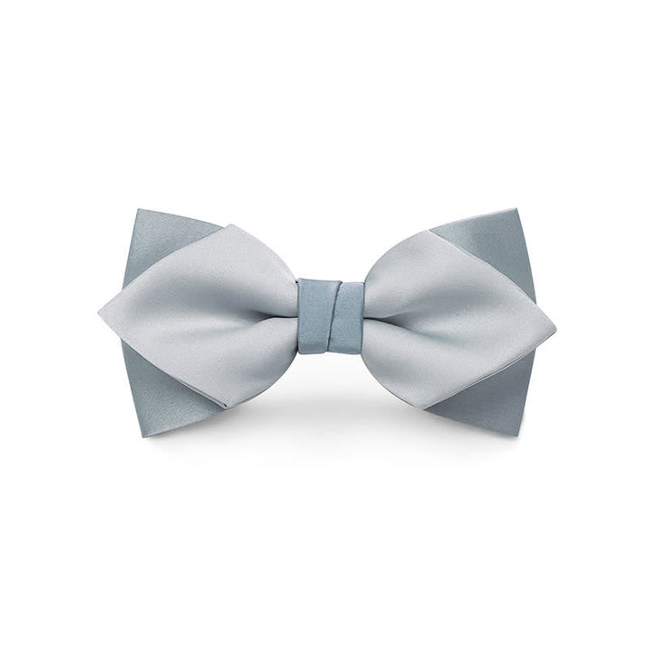 Papillon da uomo a doppio strato, colore chiaro, per matrimonio - Grigio pallido - Stile n. 2 - image 10