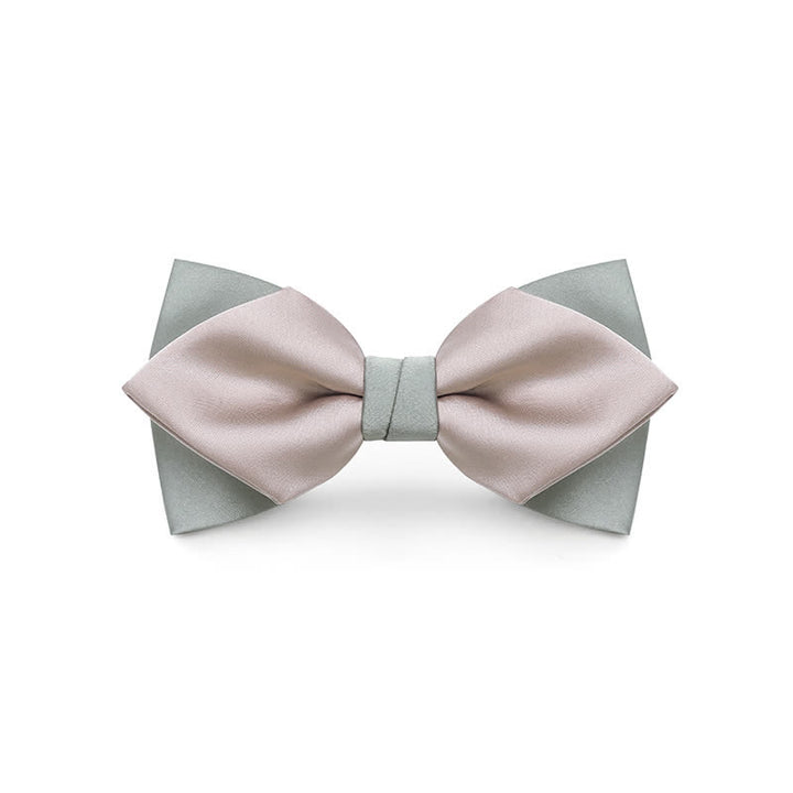 Papillon da uomo a doppio strato, colore chiaro, per matrimonio